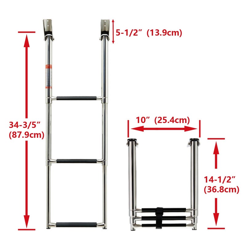 Manifish-Made 3 Step Boat Ladder, Stainless Steel Telescoping Boat Boarding Ladder, Swim Step with Anti-Slippery Vinyl Silver & Black - Image 4